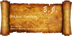 Bajcs Janina névjegykártya